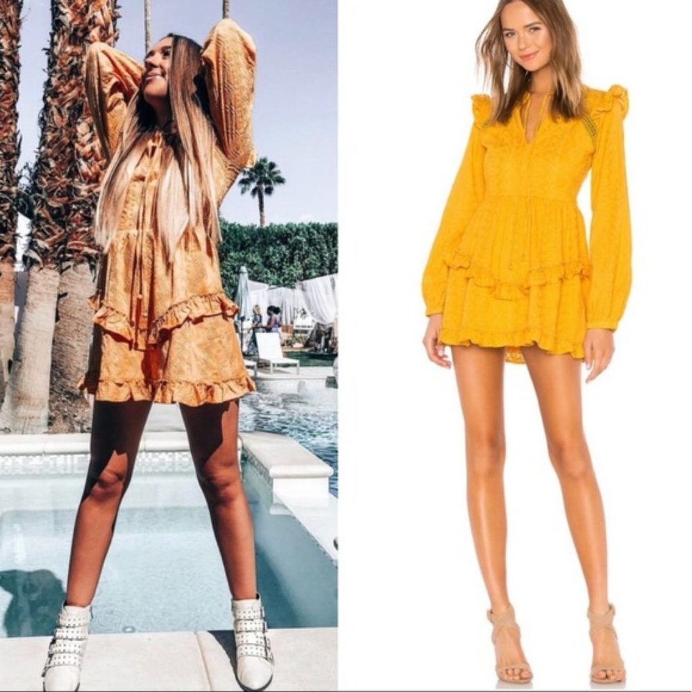 NEW TULAROSA LISA DRESS SUNSHINE YELLOW RUFFLE S